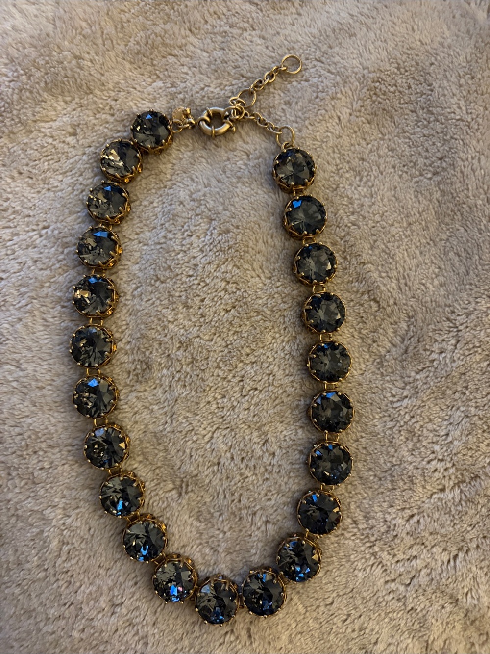 J. Crew Gold-Tone Necklace with Dark Gray Crystal Stones